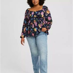Torrid - Peplum Chiffon Long Sleeve Top